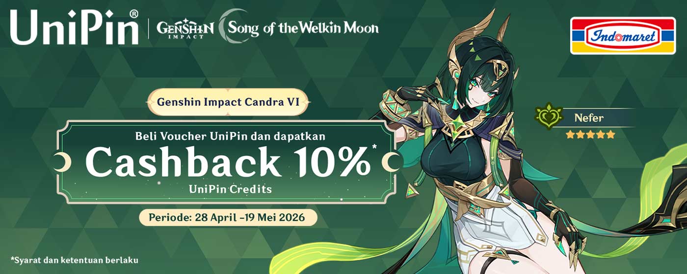 Beli Voucher UniPin di Indomaret & dapatkan cashback 10.000 UniPin Credits!